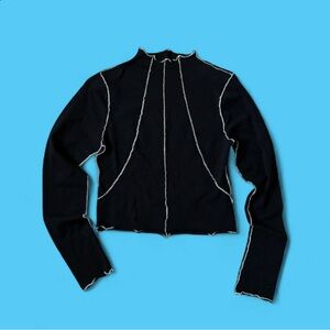 Black Good American contrast stitch pullover